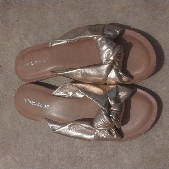 Jeffrey Campbell Womens Rose Gold Soft Leather Metallic Sandals Size 7 Handmade - Picture 3 of 8